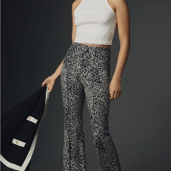 Maeve Pants - Maeve Black and White Printed Boot-Cut Pants